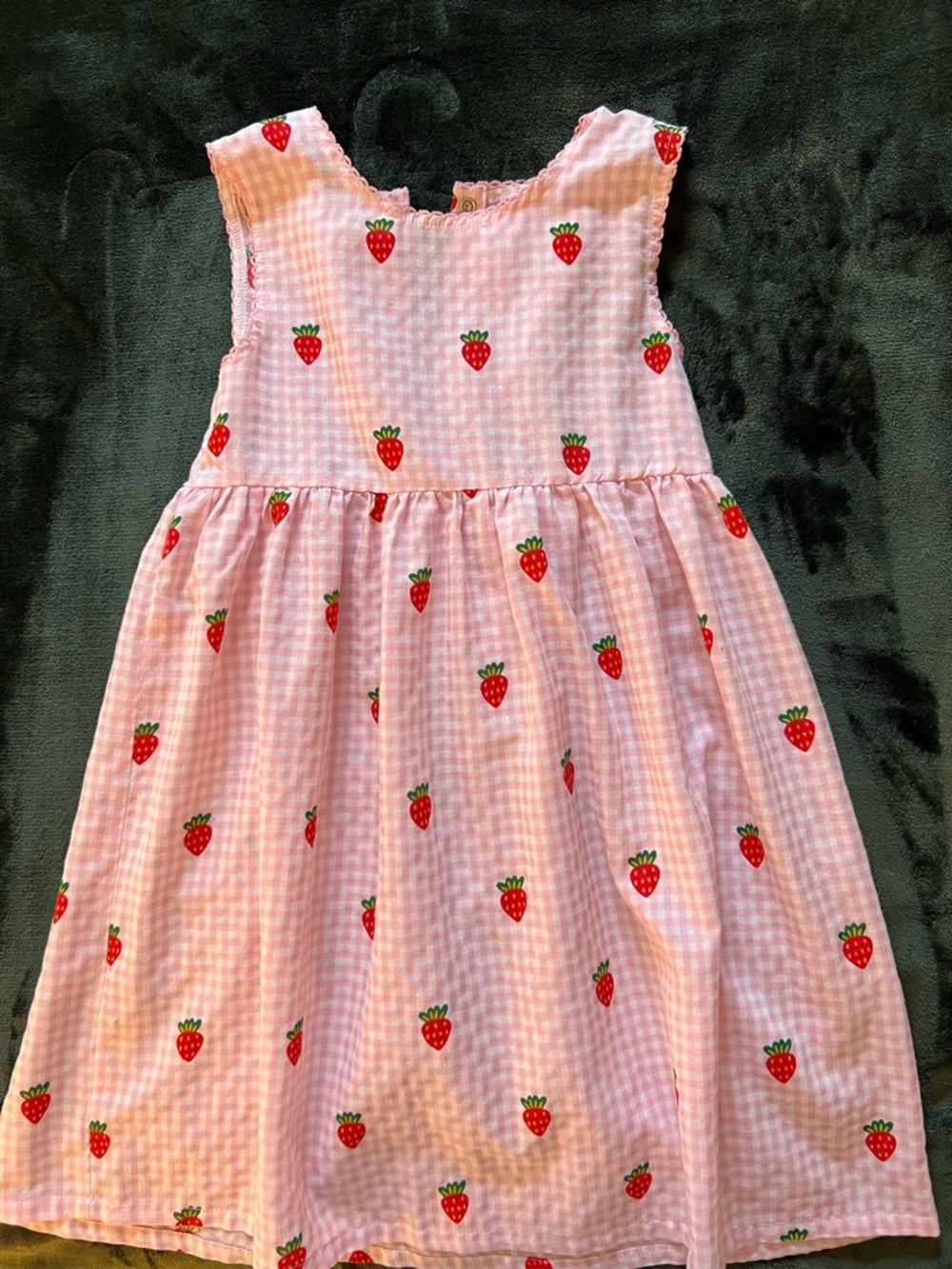 Girls' Pink Strawberry Print Casual Dress